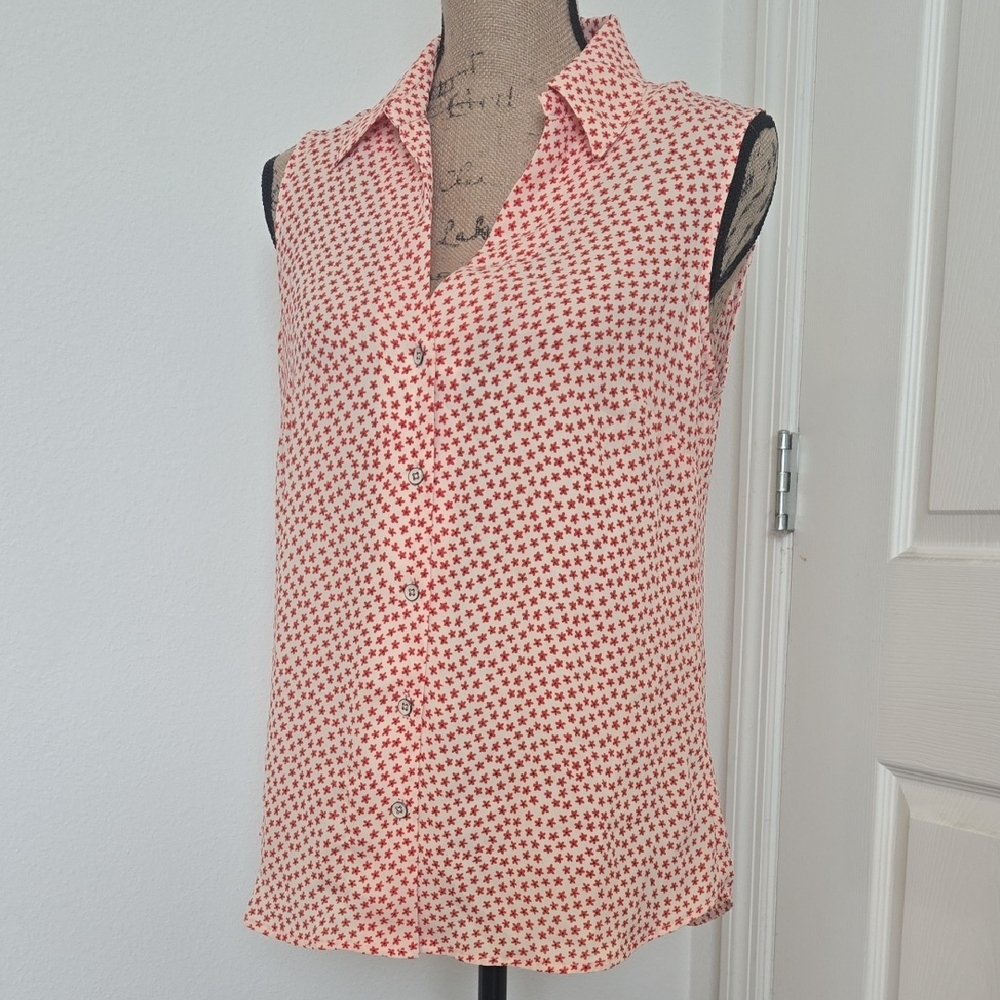 CAbi Red Star Print Sleeveless Blouse
